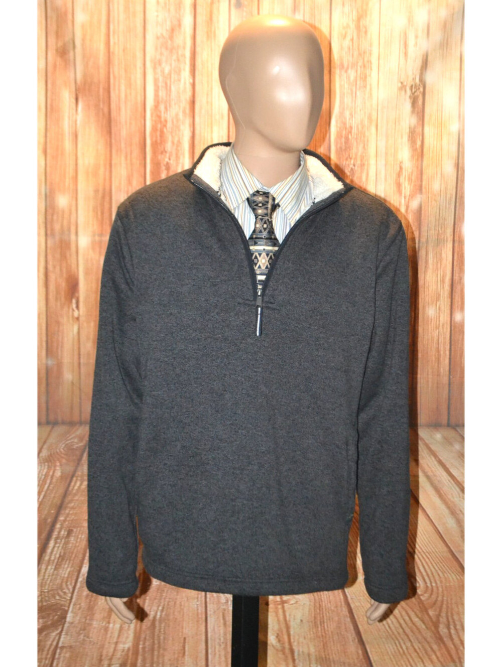 Orvis Men Dark Gray Quarter Zip Pullover Fleece Jacket Sz L